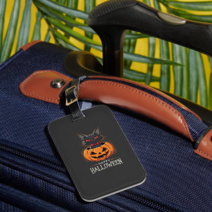 Happy Halloween Black Cat Pumpkin Design_1 Luggage Tag