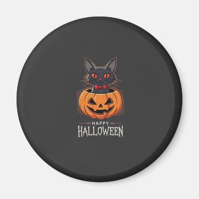 Happy Halloween Black Cat Pumpkin Design_1 Magnet (Front)