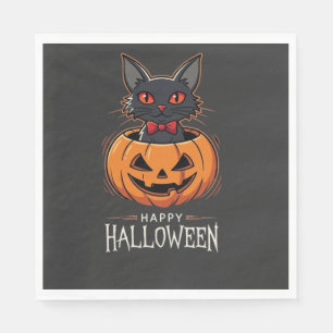 Happy Halloween Black Cat Pumpkin Design_1 Napkin