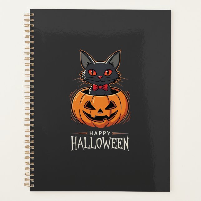 Happy Halloween Black Cat Pumpkin Design_1 Planner (Front)