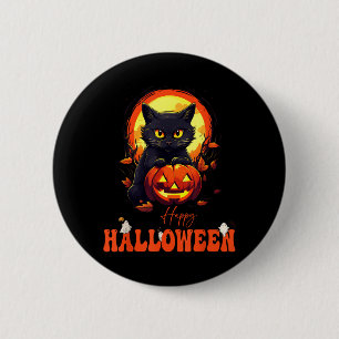 Happy Halloween Black Cat Scary Cat Ghost Pumpkin 6 Cm Round Badge
