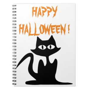 "HAPPY HALLOWEEN" BLACK CAT SPIRAL NOTEBOOK