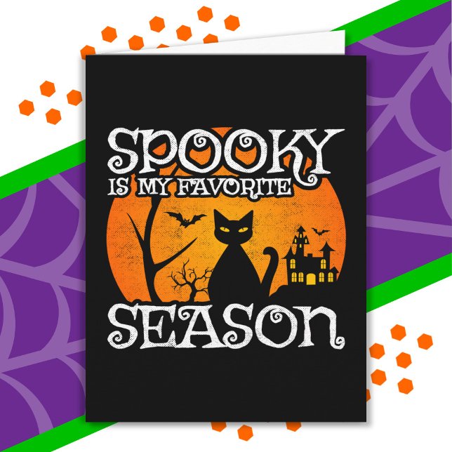 Happy Halloween Black Cat Spooky Season Funny Hall Card (Creator Uploaded)
