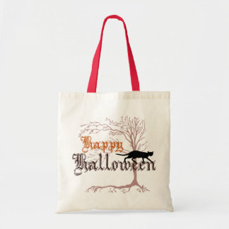 Happy Halloween Black Cat Tote Bag