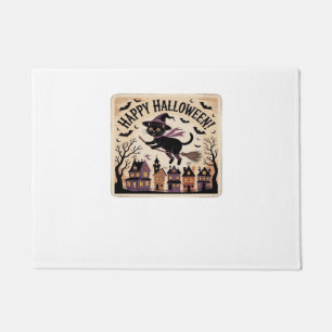 Happy Halloween Black Cat Witch Classic T-Shirt Doormat