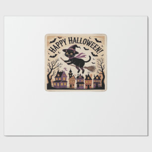 Happy Halloween Black Cat Witch Classic T-Shirt Wrapping Paper
