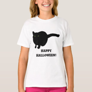 Happy Halloween Black Cat with Green Eyes Shirts