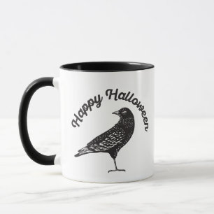 Happy Halloween Black Crow Bird Halloween Mug