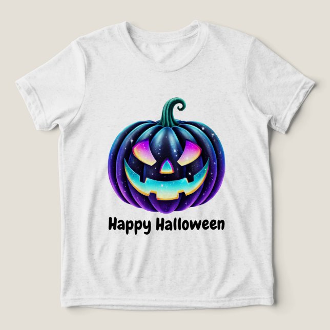 Happy Halloween Black Jack o'Lantern  Tri-Blend Shirt (Design Front)
