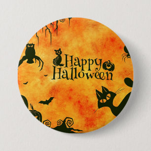 Happy Halloween Black Kitty 7.5 Cm Round Badge