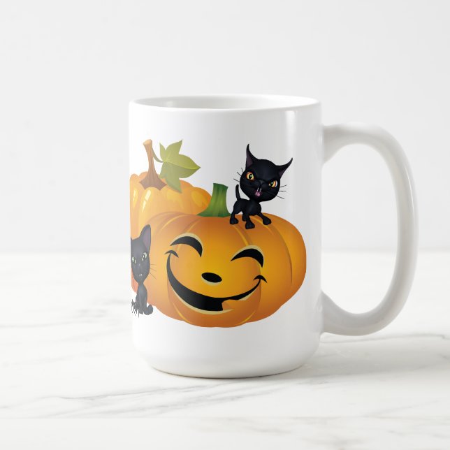 Happy Halloween Black Kitty Mug (Right)