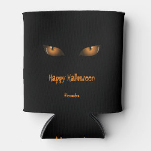 Happy Halloween   Black Orange Cat Eyes Can Cooler