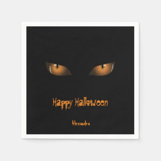 Happy Halloween | Black Orange Cat Eyes Napkin