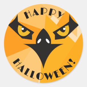 Happy Halloween Black Orange  Classic Round Sticker