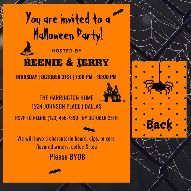 Happy Halloween Black & Orange Halloween Party Invitation (Creator Uploaded)