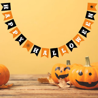 Happy Halloween Black Orange Pattern Bunting