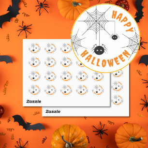 Happy Halloween Black & Orange Round Stickers