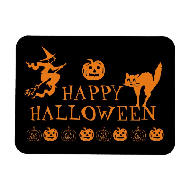 Happy Halloween black orange spooky Magnet (Horizontal)