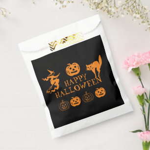 Happy Halloween black orange white spooky  Favour Bags