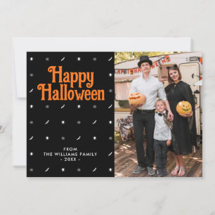 Happy Halloween Black Photo Holiday Card