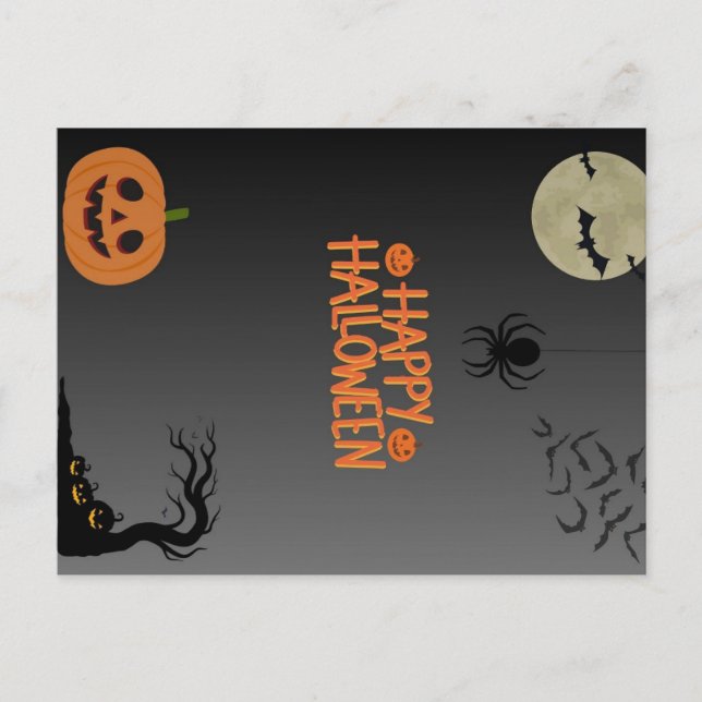 Happy Halloween Black Postcard (Front)