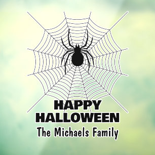 Happy Halloween Black spider on web family name