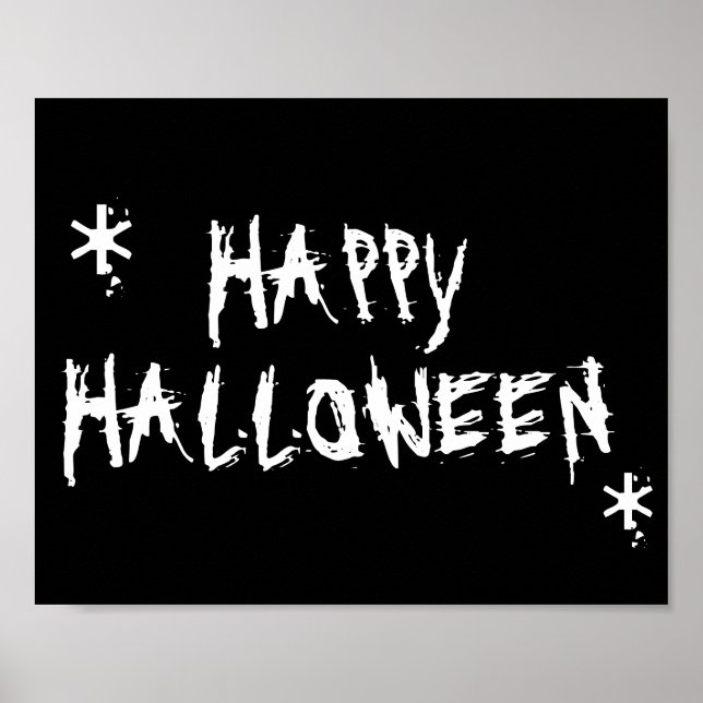 Happy Halloween black white scary typography decor (Front)