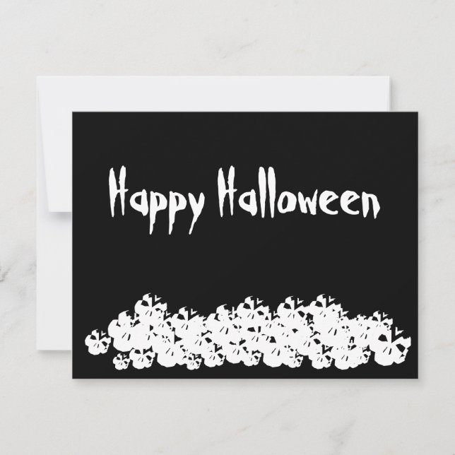 Happy Halloween black white skeletons funny card (Front)