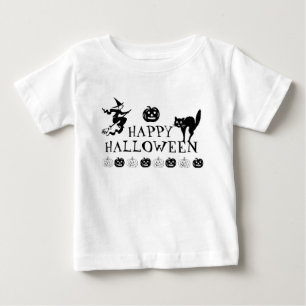 Happy Halloween black white spooky Baby T-Shirt
