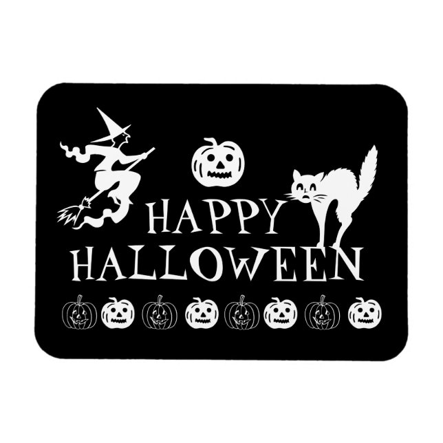 Happy Halloween black white spooky Magnet (Horizontal)