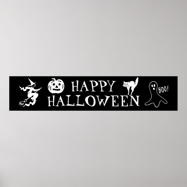 Happy Halloween black white spooky Poster (Front)