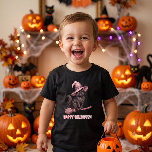 Happy Halloween Black Witch Cat Toddler T-Shirt
