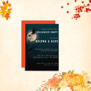 Happy halloween black witch invitation