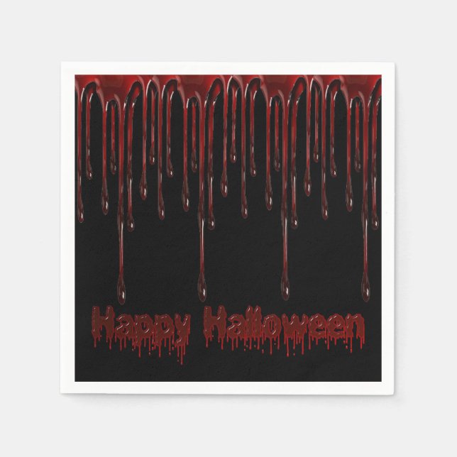 Happy Halloween Blood Drips Napkin (Front)