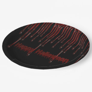 Happy Halloween Blood Drips Paper Plates