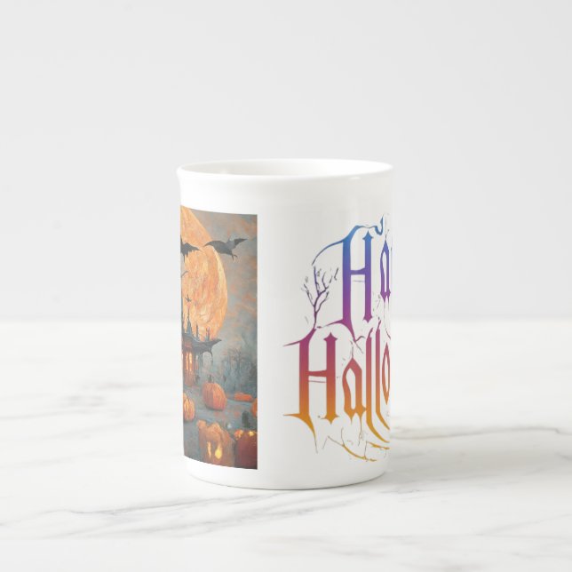 Happy Halloween Bone China Speciality Mug Design. (Front)