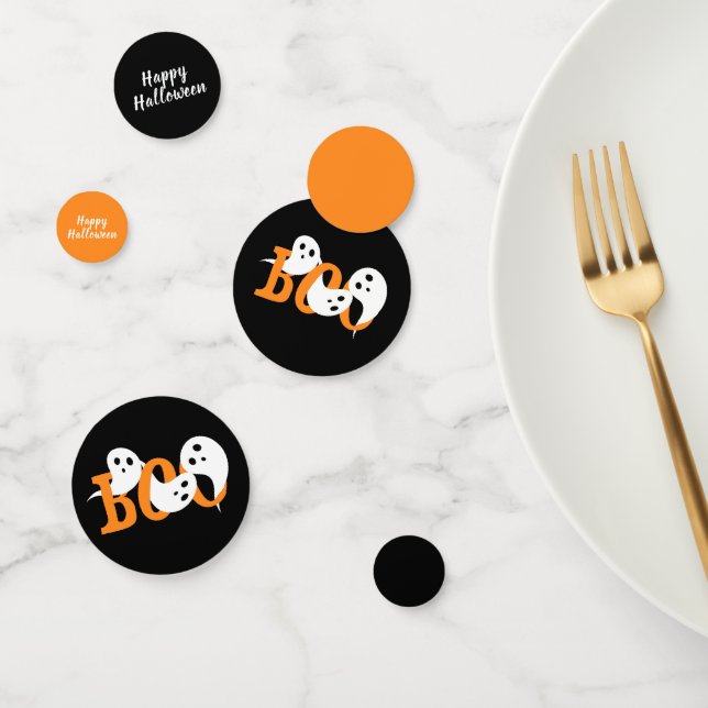 Happy Halloween Boo Ghosts Black Confetti (Group)
