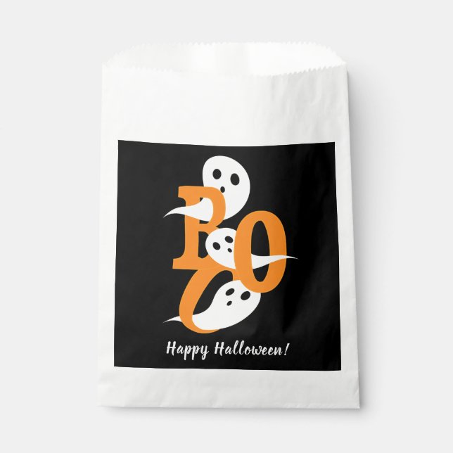 Happy Halloween Boo Ghosts Black Favour Bags (Front)