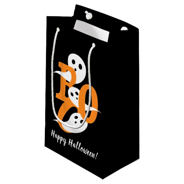 Happy Halloween Boo Ghosts Black Small Gift Bag (Front Angled)