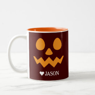 Happy Halloween boo spooky pumpkin Face Two-Tone Coffee Mug