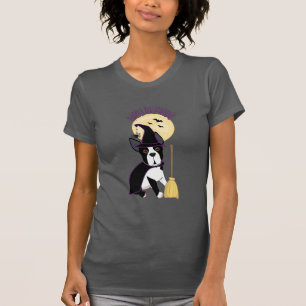 Happy Halloween Boston Terrier Witch T-Shirt
