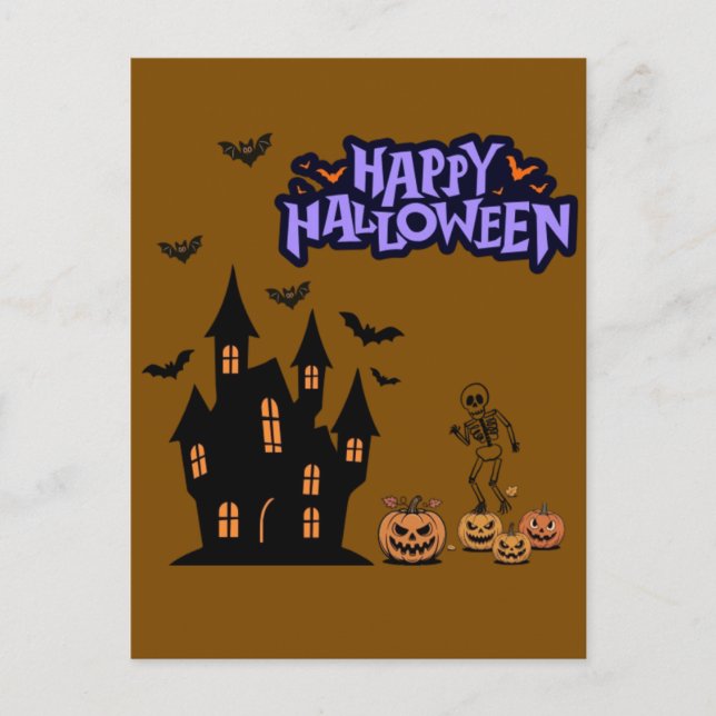 Happy Halloween brown Postcard (Front)
