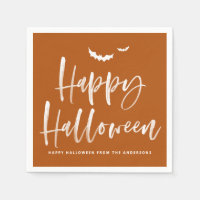 Happy Halloween Brush Lettering Burnt Orange