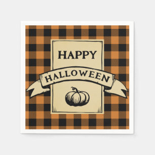 happy halloween buffalo plaid napkin