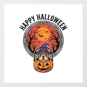 Happy Halloween Bulldog Witch Pumpkin Vintage Shir