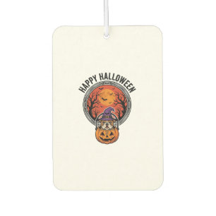 Happy Halloween Bulldog Witch Pumpkin Vintage Shir Car Air Freshener