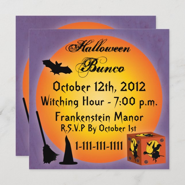 Happy Halloween Bunco Invitation (Front/Back)