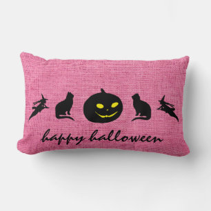 Happy Halloween Burlap Lumbar Cushion