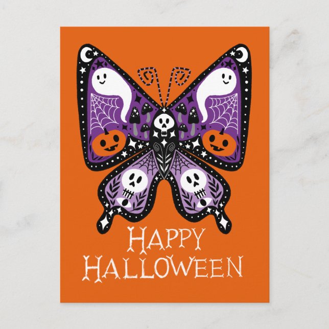 Happy Halloween Butterfly Postcard (Front)