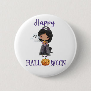 Happy Halloween button Girl Spooky princess button